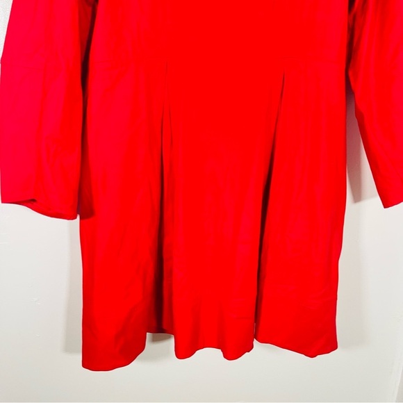 NEW Anthropologie Maeve Long-Sleeve Square-Neck Pleated Mini Dress Red Coastal - Picture 5 of 9